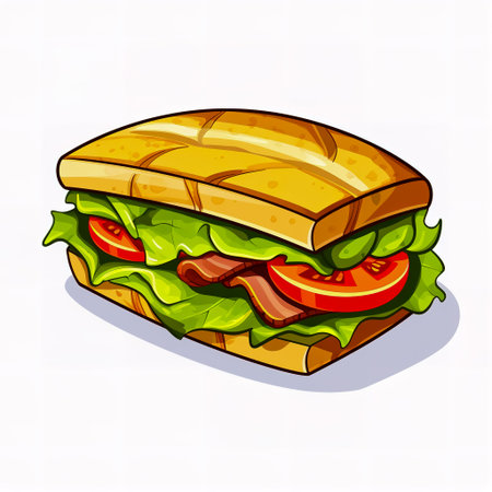 Sticker design with an sandwich on white background.の素材
