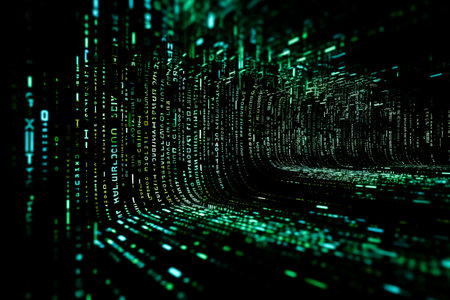 Matrix style binary code digital background.の素材