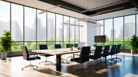 Empty office conference room light modern.の素材