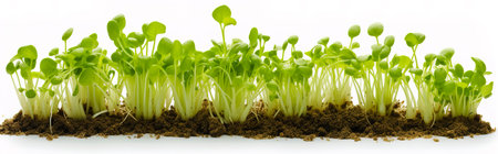 Group of young peas sprouts plants isolated on transparent background.の素材