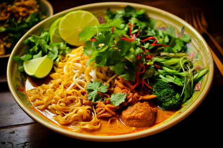 Khao-soi Northern Thai curry noodles. Traditional Thai dishes.の素材