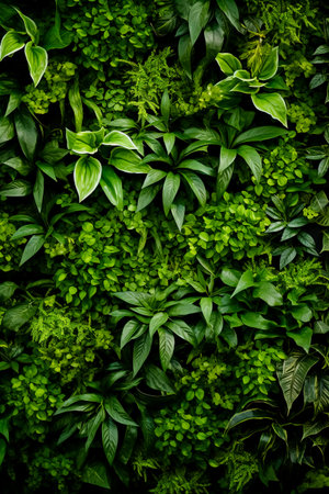 Plant wall natural green wallpaper and background.の素材