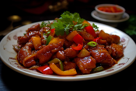 Pork in sweet and sour sauce. Traditional Chinese dishes.の素材
