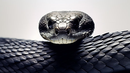 Black dangerously poisonous snake on white background.の素材