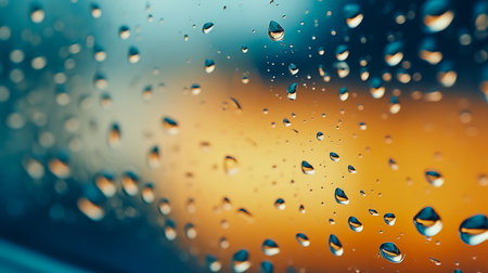 Abstract background. Drops of water on the window. water pours on a piece of clear glass.の素材