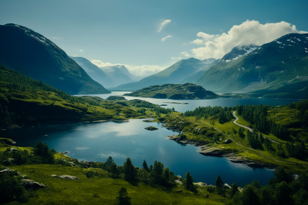 Beautiful view of the fjord in Norway. Nature and travel background.の素材