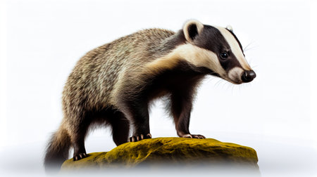 Badger standing on top of white background.の素材