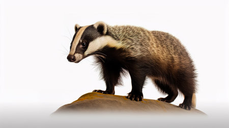 Badger standing on top of white background.の素材