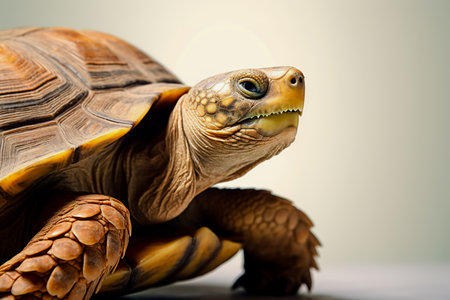 Close up of turtle on white background.の素材