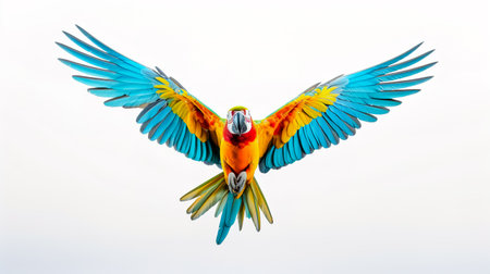 Colorful parrot flying of white background.の素材