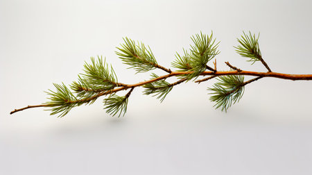 Pine twig isolated, Pine branch on white background.の素材