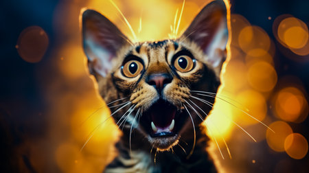 Shocked oriental cat. Funny cat.の素材