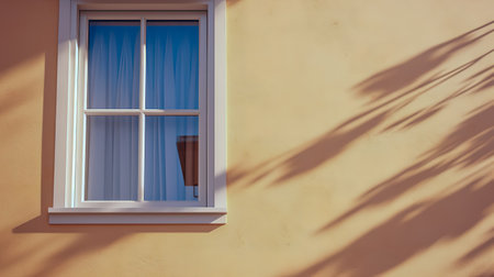 Window on sunny building wall.の素材