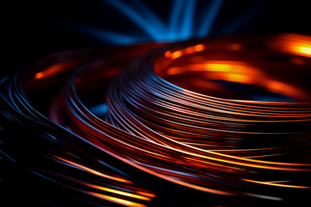 Welding wire, stainless steel, on a black background.の素材