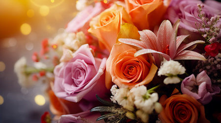 Wedding bouquet of different flowers for the holiday.の素材