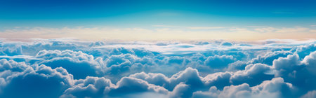 Puffy clouds. Clouds and dark blue sky background textures.の素材