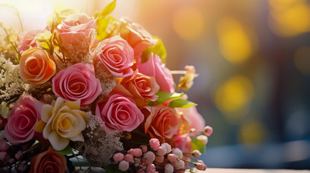 Wedding bouquet of different flowers for the holiday.の素材