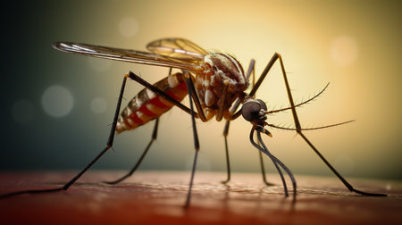 Close-up of a mosquito. The danger of mosquito-borne diseases.の素材