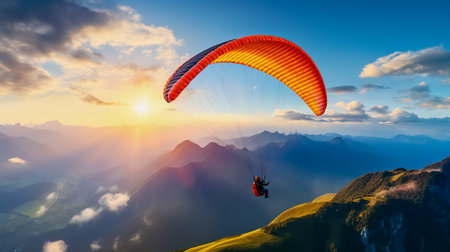Paragliding in the sky.の素材