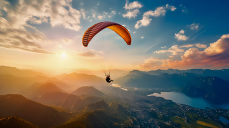 Paragliding in the sky.の素材