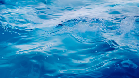Abstract blue sea water with white wave for background. Blue mediterranean sea. sea splash sailing boat trail on the water.の素材