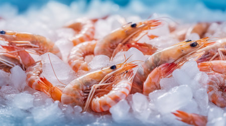 Frozen shrimps close-up. Dry freeze food with a minimum amount of water. Seafood delicacies.の素材