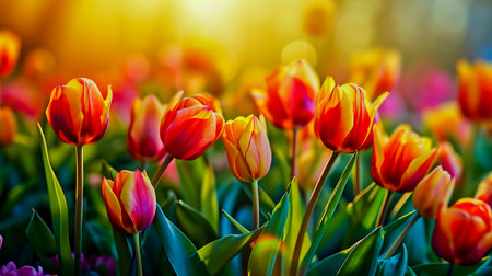 Fresh tulip flowers, spring natural concept.の素材