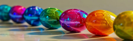 Rainbow colored easter eggs.の素材