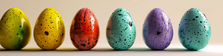 Colored easter eggs on white background.の素材