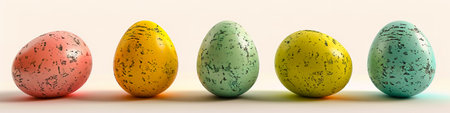 Colored easter eggs on white background.の素材