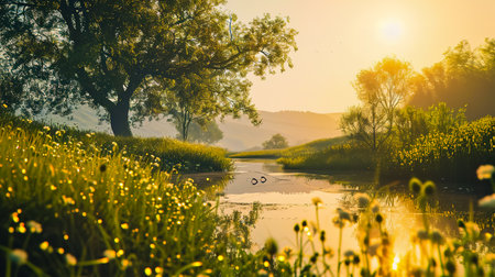 A tranquil summer landscape.の素材