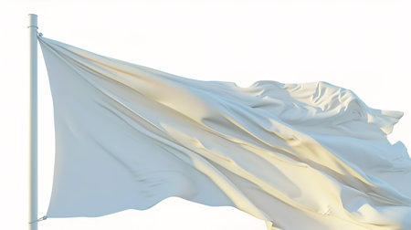 White blank flag template isolated on a white background.の素材