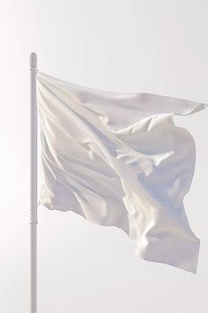 White blank flag template isolated on a white background.の素材