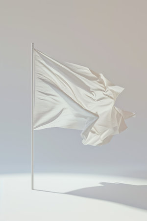 White blank flag template isolated on a white background.の素材