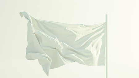 White blank flag template isolated on a white background.の素材
