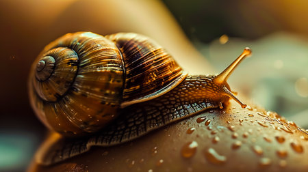 An Achatina snail on a woman's arm.の素材