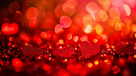 Abstract blurred soft red color background with bokeh glitter for happy festival design concept.の素材