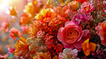 Bouquet of flowers in heart shape. Valentine's day, mother's day, women's day background.の素材