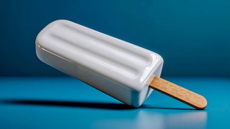 A white ice cream cone with a wooden stickの素材