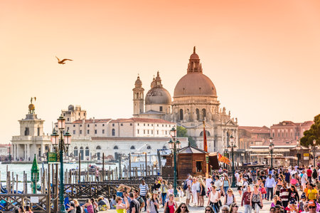 Grand Canal and Basilica Santa Maria della Salute, Venice, Italy.Venice, the world's only pedestrian city.のeditorial素材