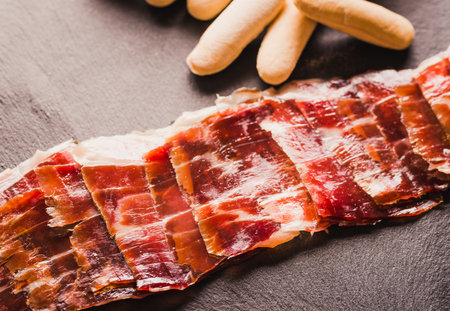 Tradition Spanish Iberian jamón or cured ham. Spanish gourmet food.