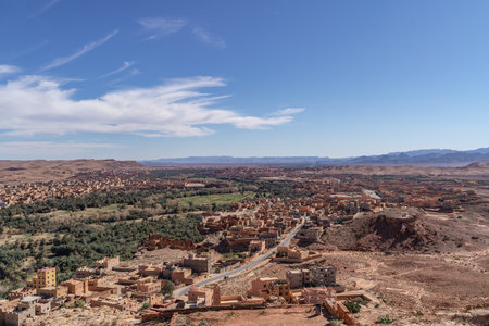 panoramic view of a clay fortress in North Africaの写真素材