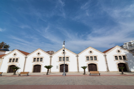 LARNACA, CYPRUS - MAY 2016: Larnaca Municipal Cultural Centre in old warehouse buildingsのeditorial素材