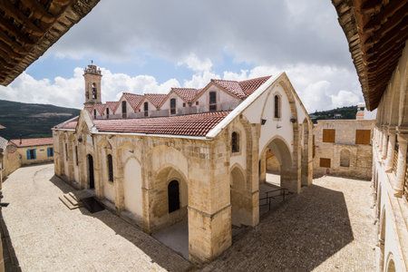 OMODOS, CYPRUS - MAY 2016: Timios Stavros orthodox monastery in Omodos village, Cyprusのeditorial素材