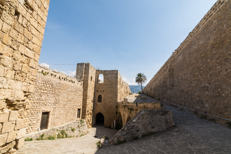 KYRENIA, NORTHERN CYPRUS - MAY 2016: courtyard of the ancient castle