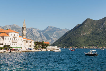 View Over Perast and Bay of Kotor, Montenegroの写真素材