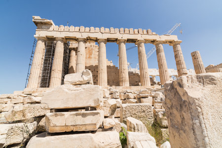 Ruins of Parthenon temple on the Acropolis, Athens, Greeceの写真素材