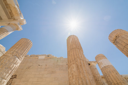 Ruins of Propylaia in Parthenon temple on the Acropolis, Athens, Greece