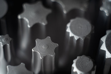 Background pattern of professional iron tools with hex, star and spline bits.の写真素材