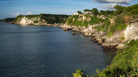 View of amazing beach coast on Bali, Indonesiaの写真素材